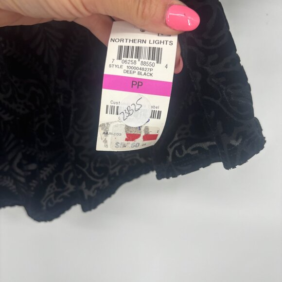 Style & Co Womens Blouse Velvet Off Shoulder Top 3/4 Trim Deep Black PP XS NWT - Picture 5 of 6